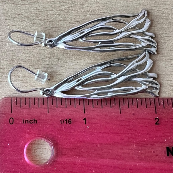 HAGIT GORALI 925 STERLING SILVER SCULPTED LONG DANGLE DROP EARRINGS BRAND NEW - Picture 7 of 16